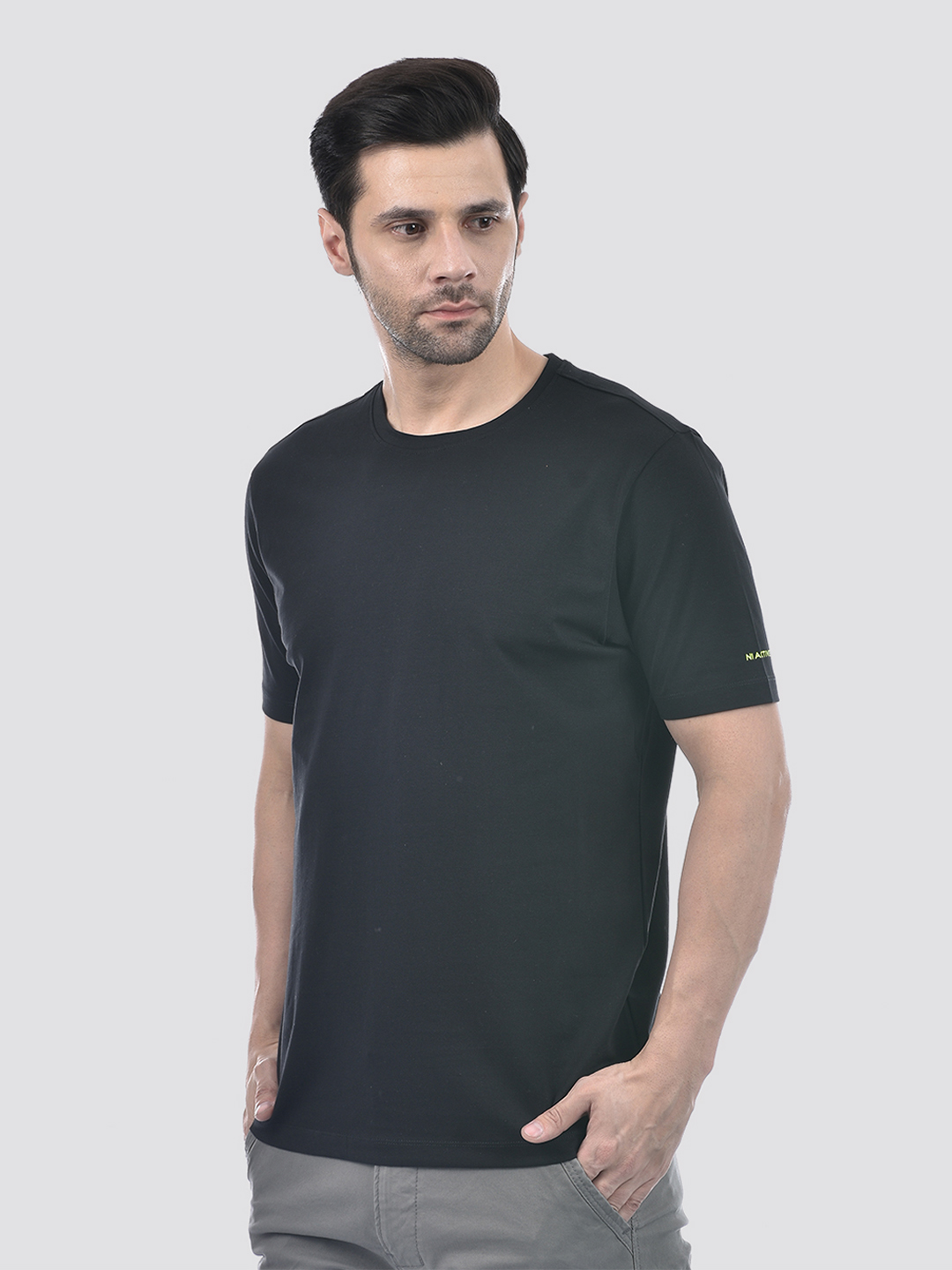 Numero Uno Men's Half Sleeve Regular Fit Black Round Neck T-Shirt